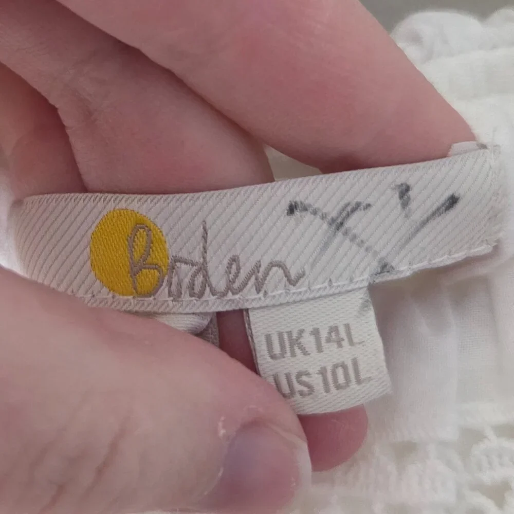 BODEN Solid White Ruffle Neckline Cotton Dress NWT - Picture 4 of 6